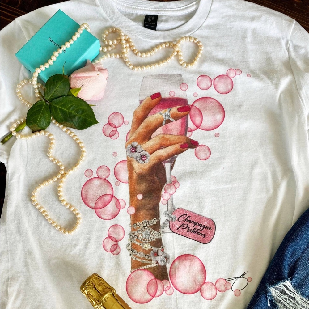 Champagne Problems tee by Jodi Pedri